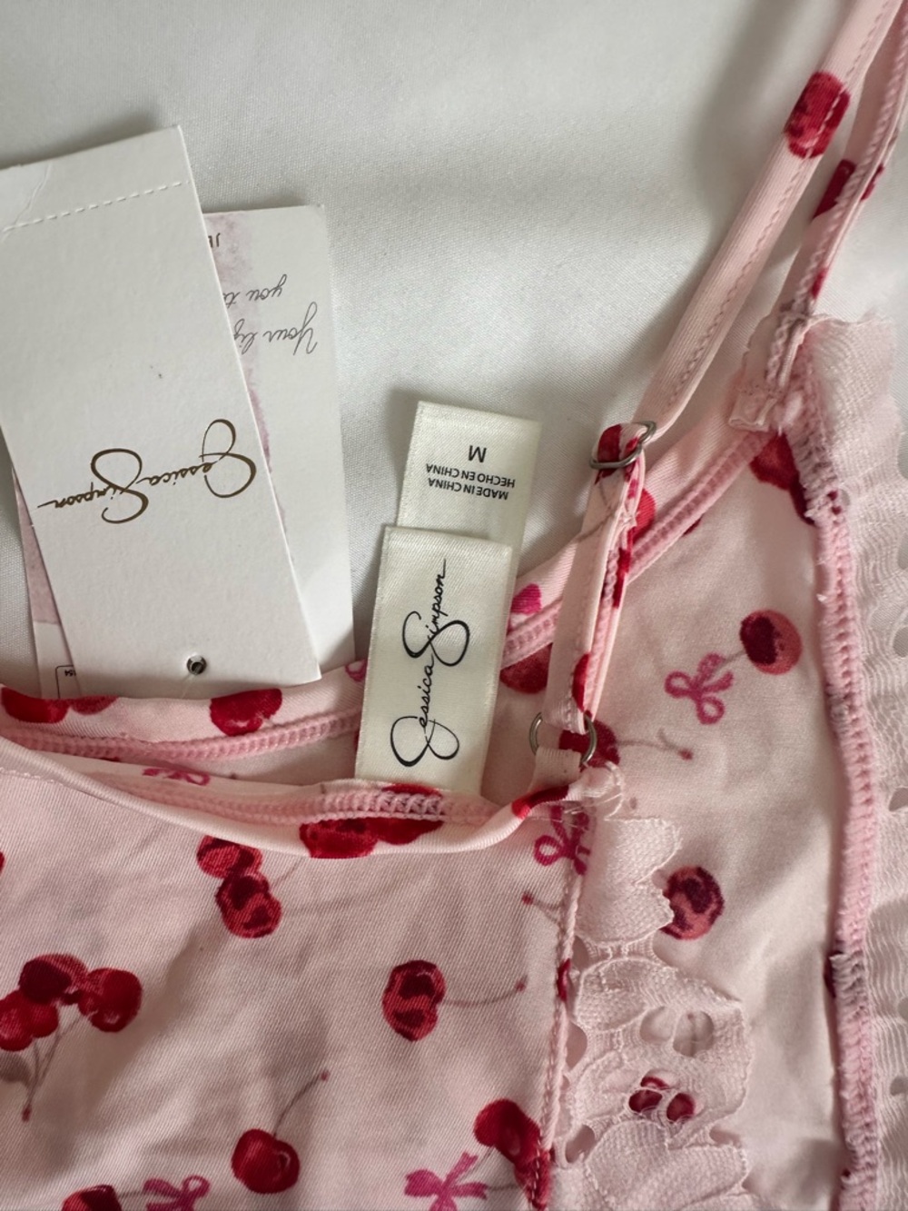 Pink Cherry Lace-Trim Sleep Cami & Short Set - Picture 5 of 6
